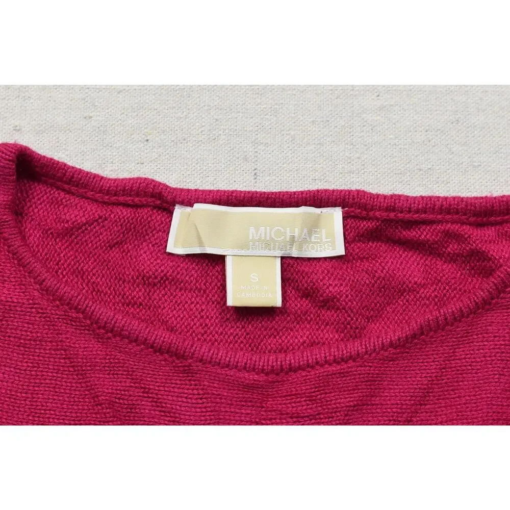 Michael Kors Pink Long Sleeve Cotton Blend Side Zip Pullover Sweater Womens Smal